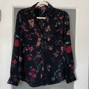 Candie's Black Floral Button Down Shirt